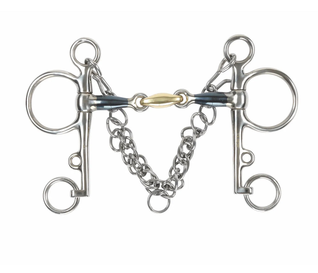 Shires Blue Sweet Iron Pelham with Brass Lozenge BIt