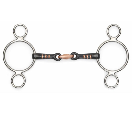 Shires Two Ring Sweet Iron Gag with Raised Ribs Bit