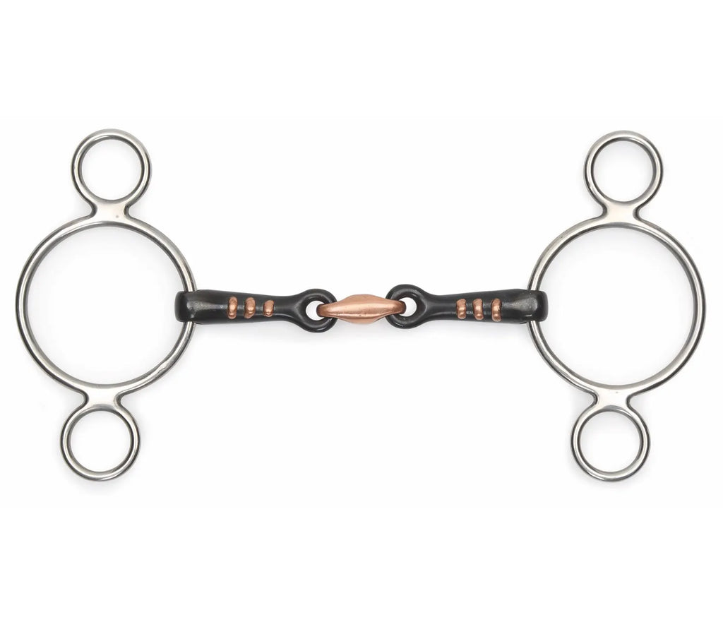 Shires Two Ring Sweet Iron Gag with Raised Ribs Bit