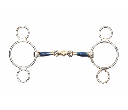 Shires Blue Sweet Iron Two Ring Gag with Lozenge Bit