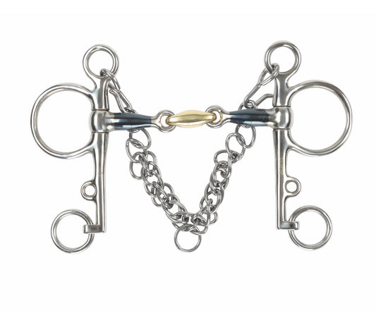 Shires Blue Sweet Iron Pelham with Brass Lozenge BIt