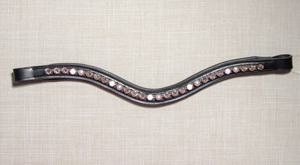 Red Barn Curved Rose Pearl Browband