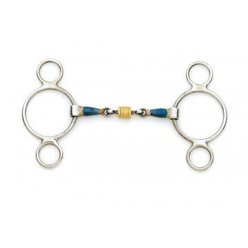 Blue Steel 2-Ring Gag with Loose Brass Roller Disks